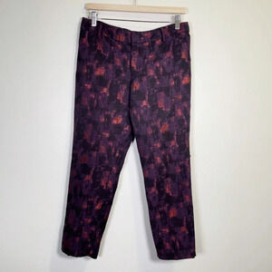 Lord & Taylor Purple Patter  Twill Ankle Trouser
